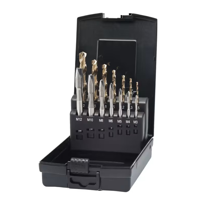 COFFRET 14PCS TARAUDS HSSE DIN371 (M3-M12) + FORETS HSSE (2.5-10.2)