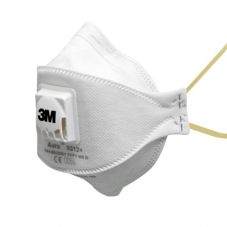 BOÎTE DE 10 MASQUES PLIABLES JETABLES SÉRIE AURA™ 9312+ FFP1 AVEC SOUPAPE - 3M - 7000088724
