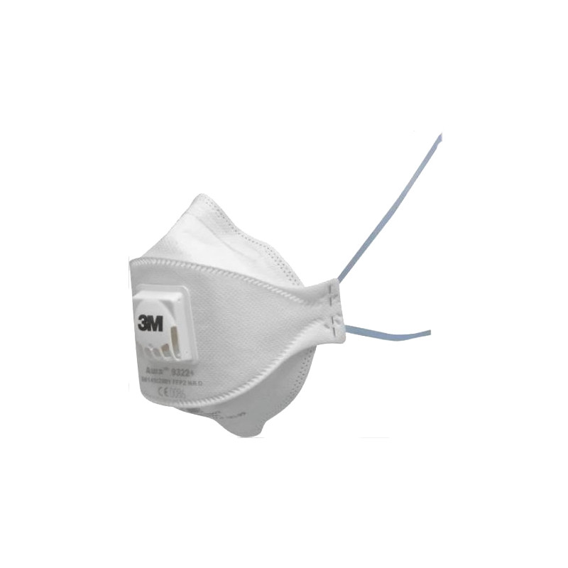 BOÎTE DE 10 MASQUES PLIABLES JETABLES SÉRIE AURA™ 9322+ FFP2 AVEC SOUPAPE - 3M - 7000088722