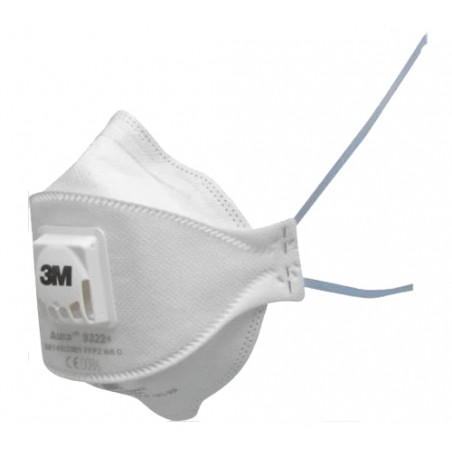 BOÎTE DE 10 MASQUES PLIABLES JETABLES SÉRIE AURA™ 9322+ FFP2 AVEC SOUPAPE - 3M - 7000088722