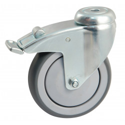 ROULETTE AMEUBLEMENT GRISE EN CAOUTCHOUC AVEC PARE-FILS EN POLYAMIDE ET FIXATION À ŒIL - MODÈLE 5508