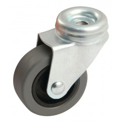 ROULETTES POUR MEUBLES EN CAOUTCHOUC GRIS AVEC FIXATION À ŒIL RONDE
