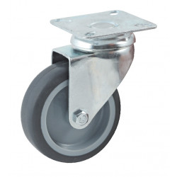 ROULETTES POUR MEUBLES EN CAOUTCHOUC GRIS AVEC PLATINE