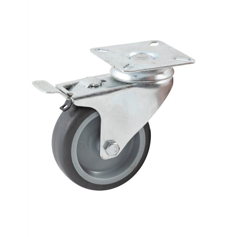 ROULETTES POUR MEUBLES EN CAOUTCHOUC GRIS AVEC PLATINE
