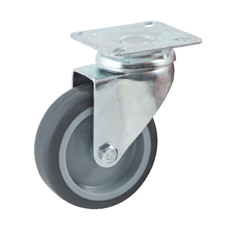 ROULETTES POUR MEUBLES EN CAOUTCHOUC GRIS AVEC PLATINE