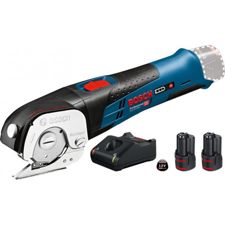 CISAILLE 12V BOSCH GUS 12V-300 - 2 BATTERIES 3 AH - CHARGEUR GAL 12V-40 - COFFRET L-BOXX