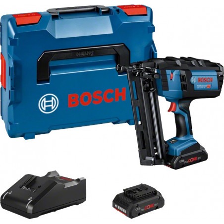 CLOUEUR 18V BOSCH GNH 18V-64 MODE RAFALE - 2 BATTERIES PROCORE 4AH - CHARGEUR - COFFRET L-BOXX