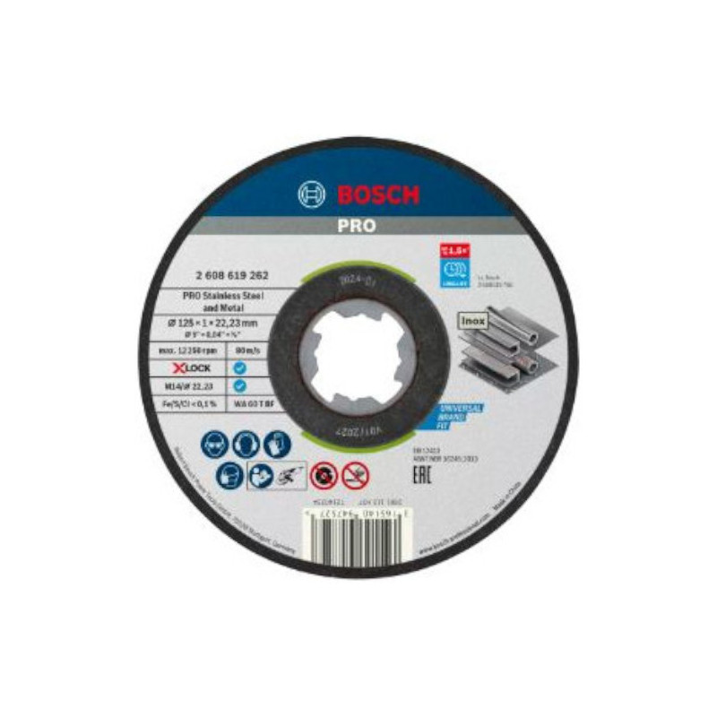 DISQUE À TRONÇONNER INOX X-LOCK BOSCH STANDARD 125X1