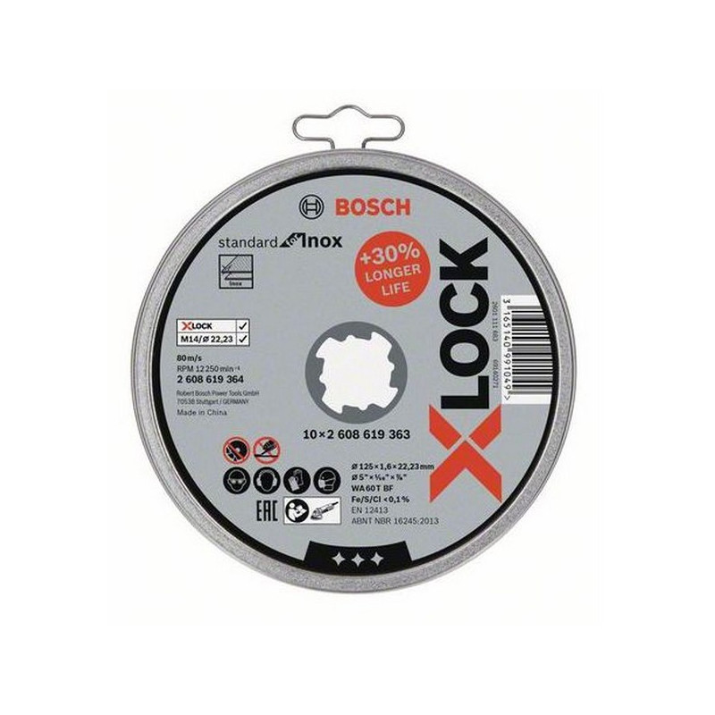 Disque à tronçonner plat pour inox 125 x 1,6 mm X-LOCK Bosch standard