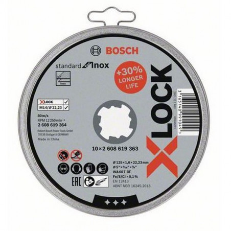 Disque à tronçonner plat pour inox 125 x 1,6 mm X-LOCK Bosch standard