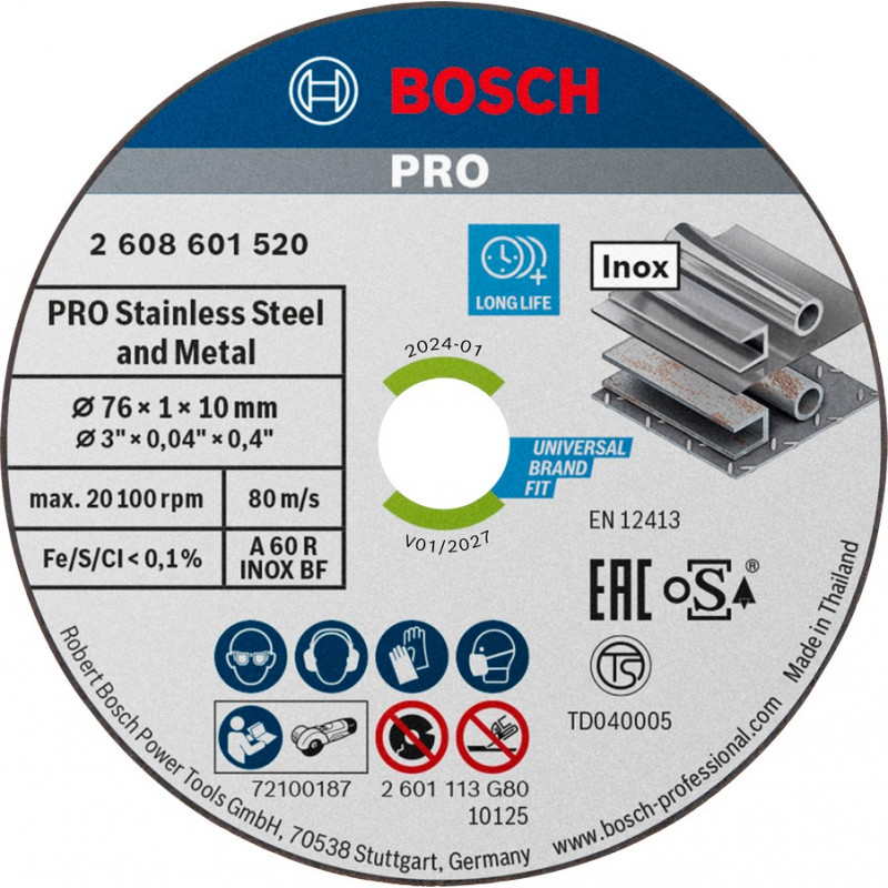 PACK DE 5 DISQUES A TRONCONNER EXPERT POUR INOX 76 mm