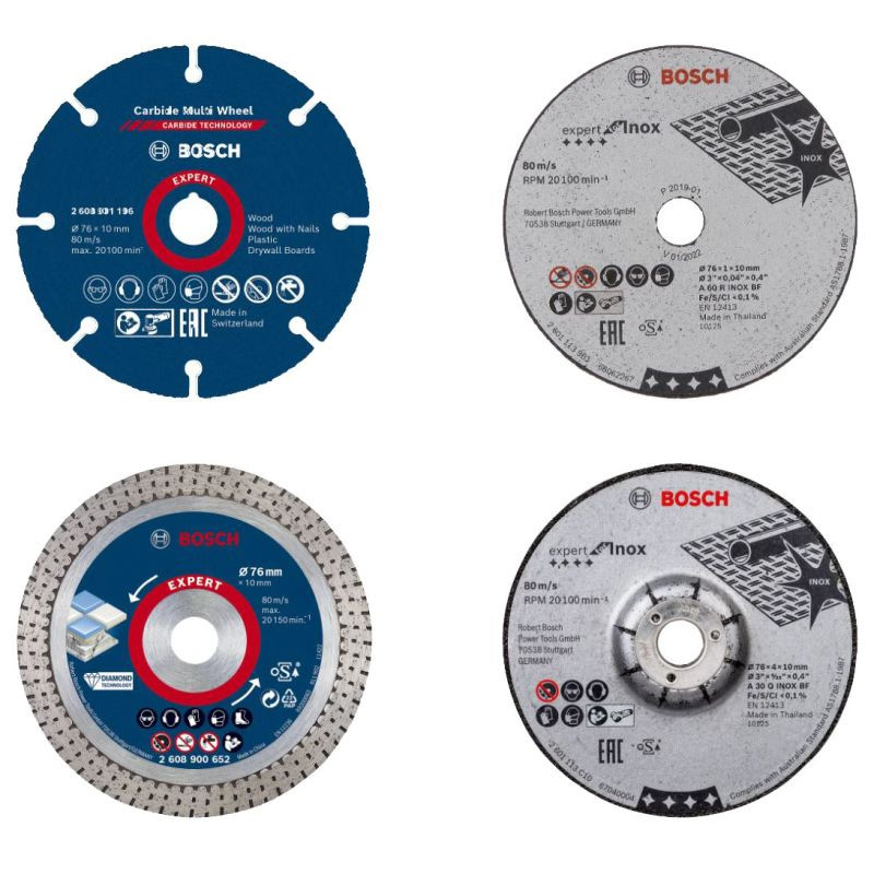 COFFRET 9 DISQUES POUR MEULEUSE ANGULAIRE BOSCH GWS 12V-76 AVEC MINI L-BOXX