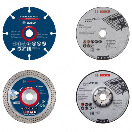 COFFRET 9 DISQUES POUR MEULEUSE ANGULAIRE BOSCH GWS 12V-76 AVEC MINI L-BOXX