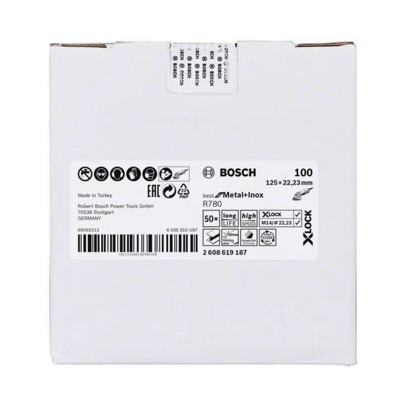 DISQUES ABRASIFS SUR FIBRE BOSCH X-LOCK R780 POUR MÉTAL ET INOX