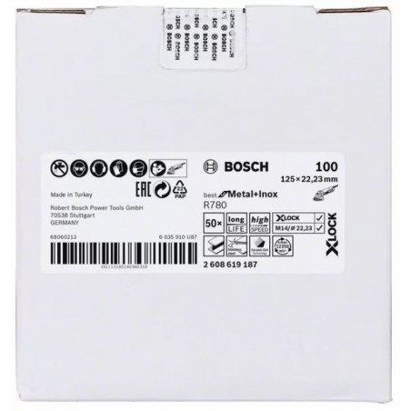 DISQUES ABRASIFS SUR FIBRE BOSCH X-LOCK R780 POUR MÉTAL ET INOX