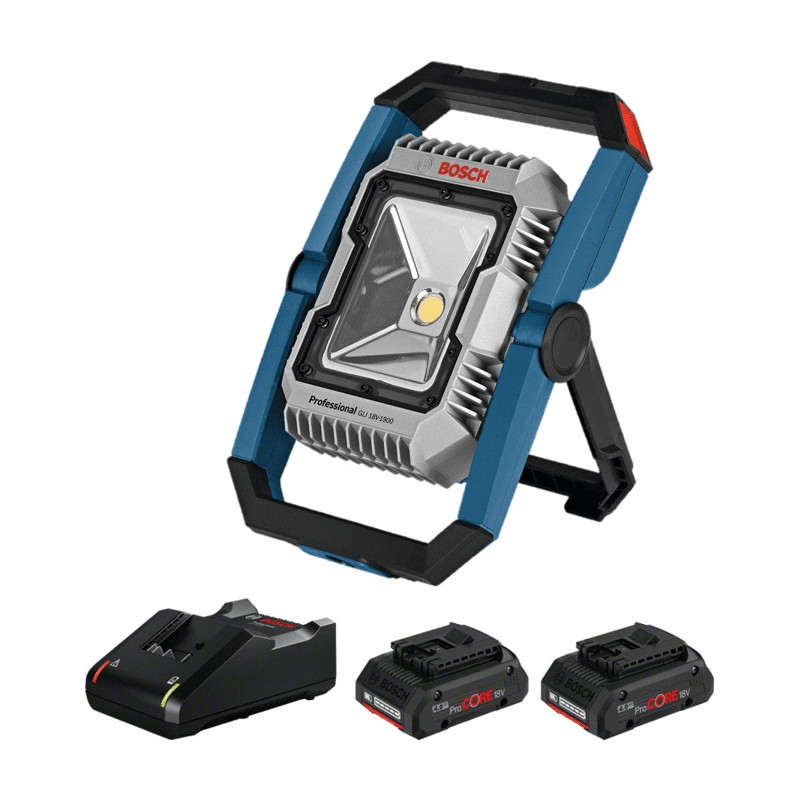 PROJECTEUR LED 18V BOSCH GLI 18V-1900 - 2 BATTERIES 4AH PROCORE - CHARGEUR