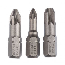 SET DE 3 EMBOUTS DE VISSAGE BOSCH PZ1, PZ2, PZ3 - LONGUEUR 25 MM SET DE 3 EMBOUTS DE VISSAGE BOSCH PZ1, PZ2, PZ3 - LONGUEUR 25 MM