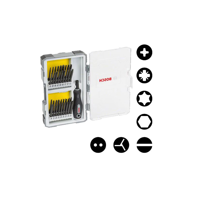 COFFRET DE VISSAGE 37 PIÈCES BOSCH EXTRA HARD AVEC POIGNÉE