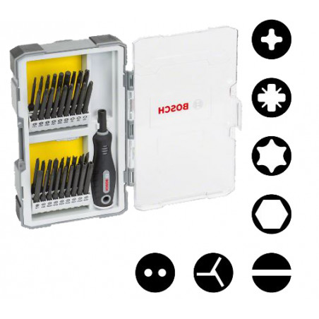 COFFRET DE VISSAGE 37 PIÈCES BOSCH EXTRA HARD AVEC POIGNÉE