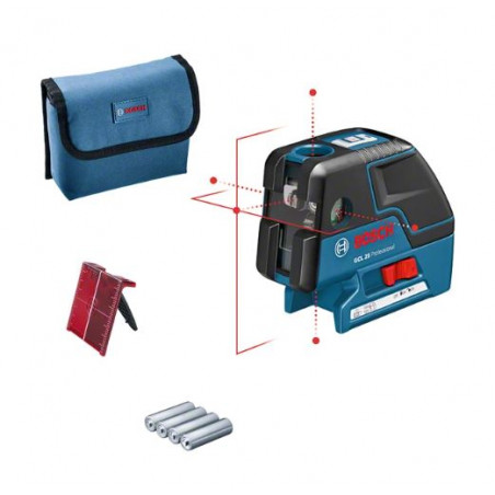 LASER BOSCH GCL 25 PROFESSIONAL COMBI POINTS ET LIGNES AVEC 4 PILES 1,5 V