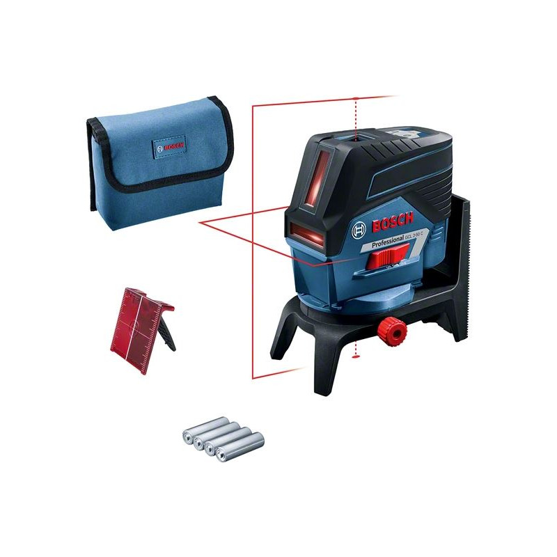 LASER COMBINÉ BOSCH GCL 2-50 C PROFESSIONAL AVEC ADAPTATEUR ET PILES 1,5 V - MODÈLE 0601066G00 + SUPPORT RM2