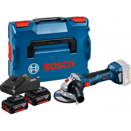 MEULEUSE 18V BOSCH GWS 18V-7 - 2 BATTERIES 4AH - COFFRET L-CASE