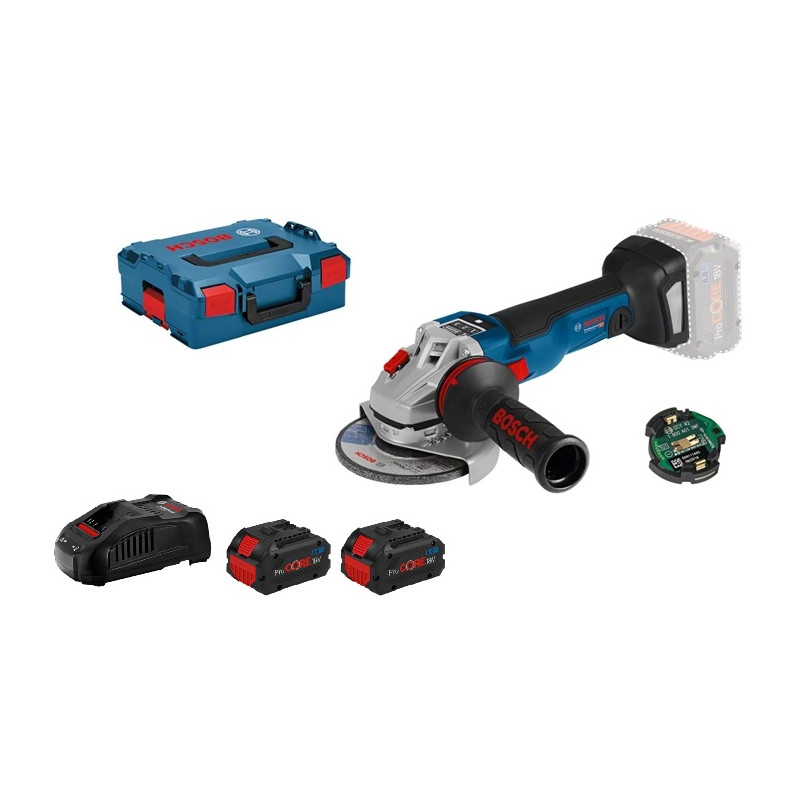 MEULEUSE D'ANGLE 18V BOSCH GWS 18V-10 SC - 2 BATTERIES PROCORE 8.0 AH - CHARGEUR - COFFRET L-BOXX