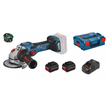 MEULEUSE D'ANGLE BITURBO 18V BOSCH GWS 18V-15 SC - 2 BATTERIES PROCORE 8AH - CHARGEUR - COFFRET L-BOXX
