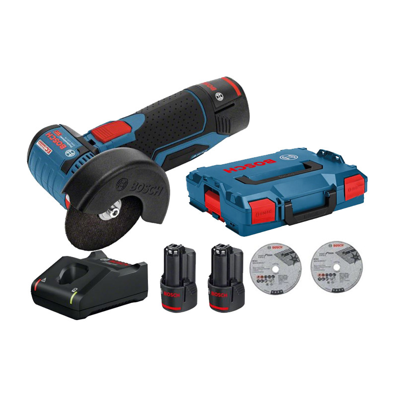 MEULEUSE D'ANGLE BOSCH GWS 12V-76 - 2 BATTERIES 2AH - CHARGEUR - COFFRET L-BOXX 102