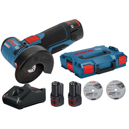 MEULEUSE D'ANGLE BOSCH GWS 12V-76 - 2 BATTERIES 2AH - CHARGEUR - COFFRET L-BOXX 102