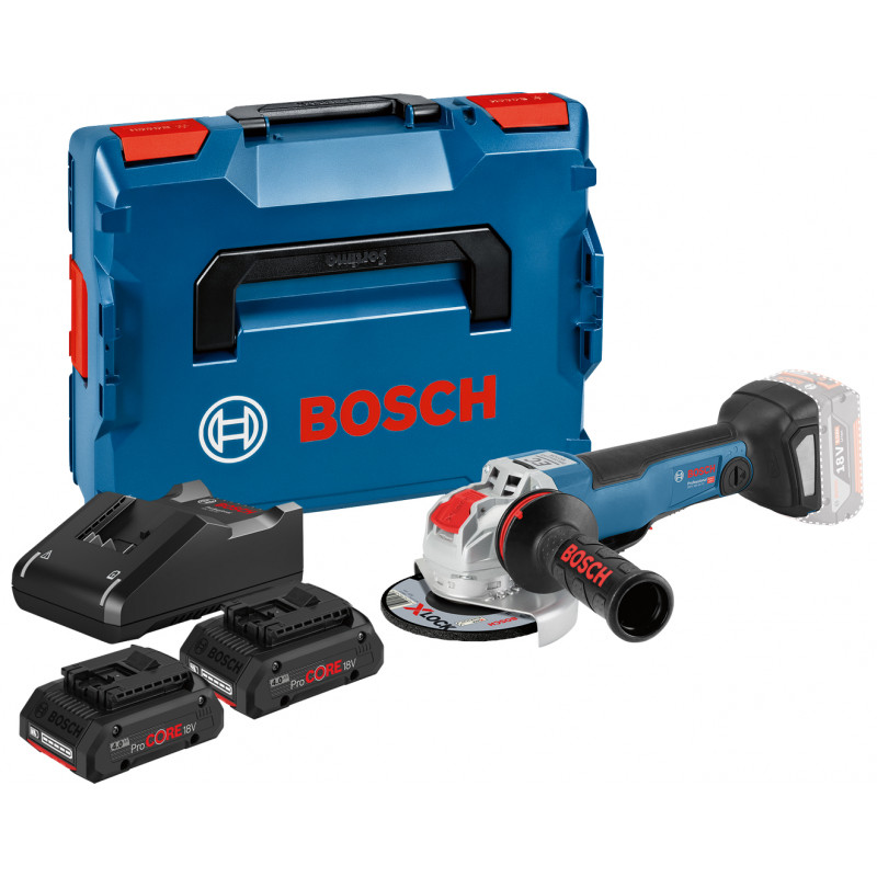 MEULEUSE D'ANGLE X-LOCK 18V BOSCH GWX 18V-10 PC - 2 BATTERIES PROCORE 4AH - CHARGEUR - COFFRET L-BOXX