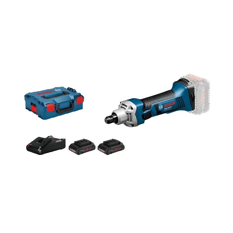 MEULEUSE DROITE 18V BOSCH GGS 18 V-LI - 2 BATTERIES PROCORE 4AH - CHARGEUR - COFFRET L-BOXX