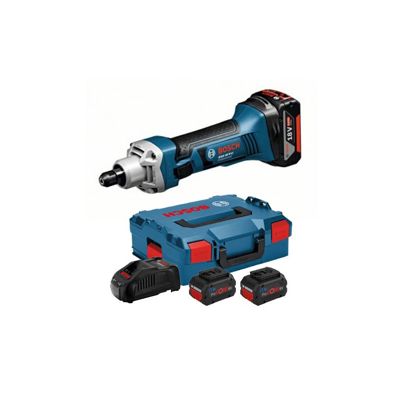 MEULEUSE DROITE 18V BOSCH GGS 18 V-LI - 2 BATTERIES PROCORE 5,5AH - CHARGEUR - COFFRET L-BOXX