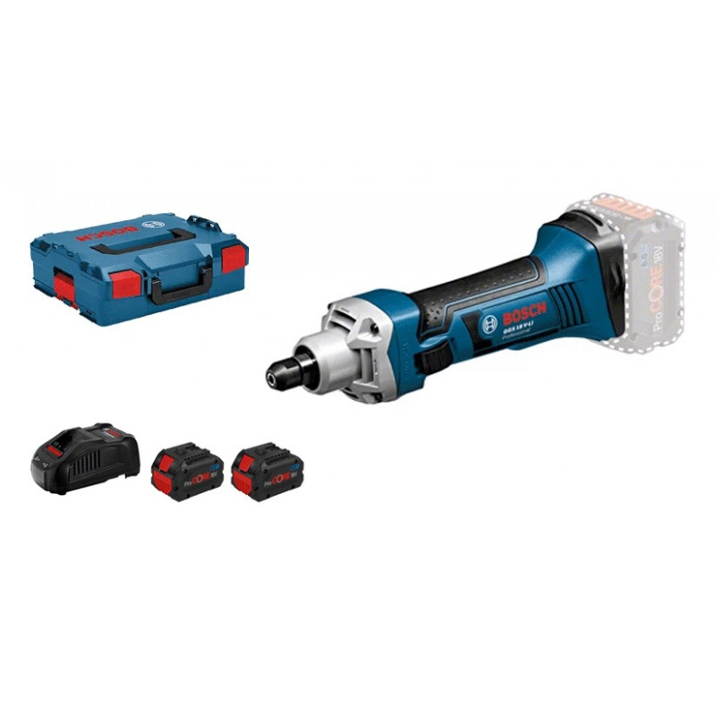 MEULEUSE DROITE 18V BOSCH GGS 18 V-LI - 2 BATTERIES PROCORE 8AH - CHARGEUR - COFFRET L-BOXX
