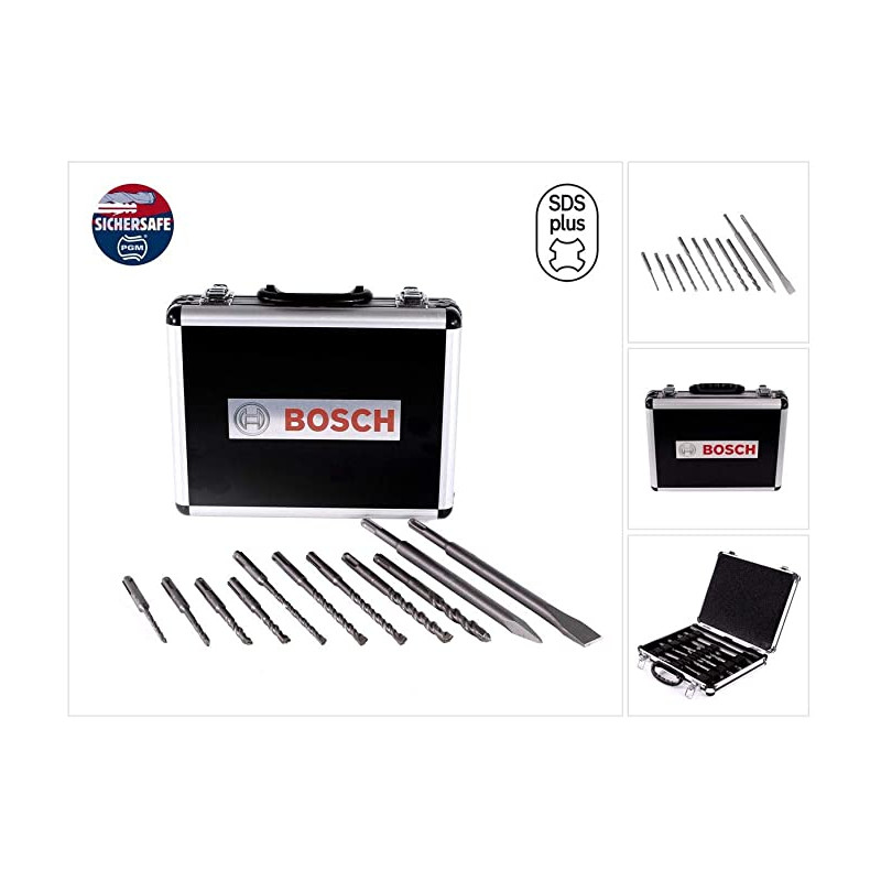 ENSEMBLE DE 11 FORETS ET BURINS SDS PLUS-3 POUR MARTEAUX PERFORATEURS BOSCH