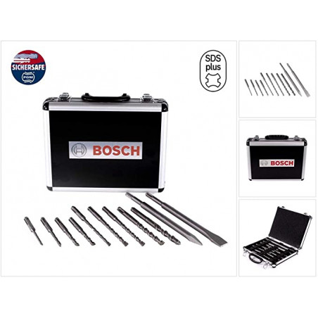 ENSEMBLE DE 11 FORETS ET BURINS SDS PLUS-3 POUR MARTEAUX PERFORATEURS BOSCH