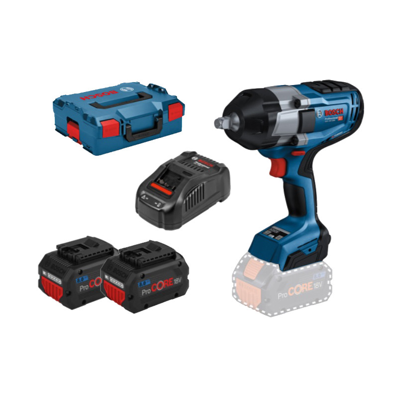 BOULONNEUSE À CHOC 18V BOSCH GDS 18V-1000 - 2 BATTERIES PROCORE 8AH - CHARGEUR - COFFRET L-BOXX 136