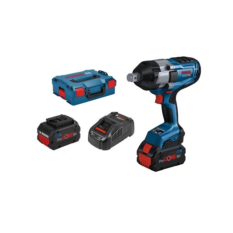 BOULONNEUSE À CHOC 18V BOSCH GDS 18V-1050H - 2 BATTERIES PROCORE 8AH - CHARGEUR - COFFRET L-BOXX