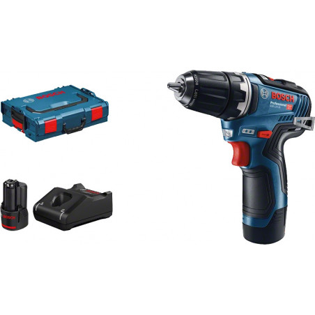 PERCEUSE-VISSEUSE 12V BOSCH GSR 12V-35 - 2 BATTERIES 3AH - CHARGEUR - COFFRET L-BOXX