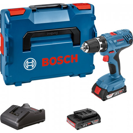 PERCEUSE-VISSEUSE 18V BOSCH GSR 18V-21 - 2 BATTERIES 2AH - CHARGEUR - COFFRET L-CASE