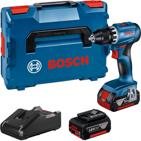 PERCEUSE-VISSEUSE 18V BOSCH GSR 18V-45 - 2 BATTERIES 3AH - CHARGEUR - COFFRET L-BOXX