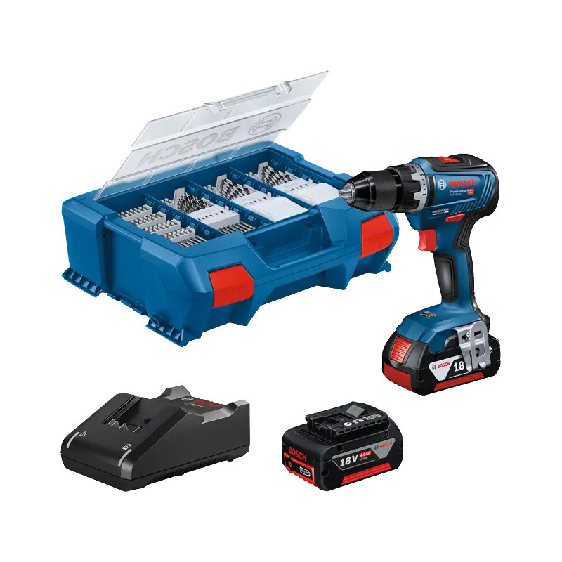 PERCEUSE-VISSEUSE 18V BOSCH GSR 18V-55 - 2 BATTERIES 4AH - CHARGEUR - COFFRET L-CASE PICK & CLICK