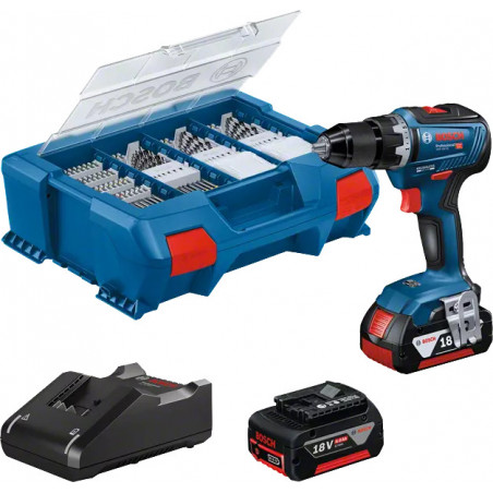PERCEUSE-VISSEUSE 18V BOSCH GSR 18V-55 - 2 BATTERIES 4AH - CHARGEUR - COFFRET L-CASE PICK & CLICK
