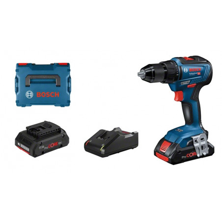 PERCEUSE-VISSEUSE 18V BOSCH GSR 18V-55 - 2 BATTERIES 4AH PROCORE - CHARGEUR - COFFRET L-BOXX