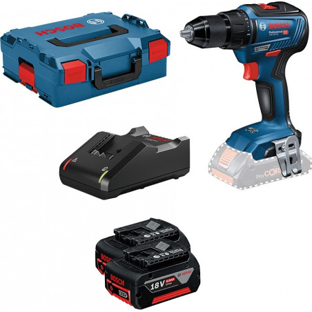PERCEUSE-VISSEUSE 18V BOSCH GSR 18V-55 - 2 BATTERIES 5AH - CHARGEUR - COFFRET L-BOXX