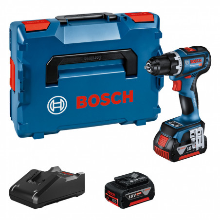 PERCEUSE-VISSEUSE 18V BOSCH GSR 18V-90 C - 2 BATTERIES 4AH - CHARGEUR - COFFRET L-BOXX