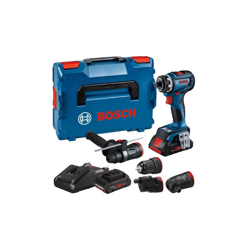 PERCEUSE-VISSEUSE 18V BOSCH GSR 18V-90 FC - 2 BATTERIES 4AH PROCORE - CHARGEUR - COFFRET L-BOXX 136