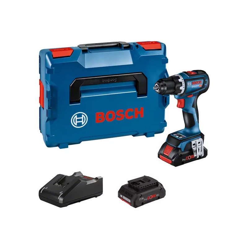 PERCEUSE-VISSEUSE 18V BOSCH GSR 18V-90C MOTEUR SANS CHARBON- 2 BATTERIES PROCORE 4AH - CHARGEUR - COFFRET L-BOXX