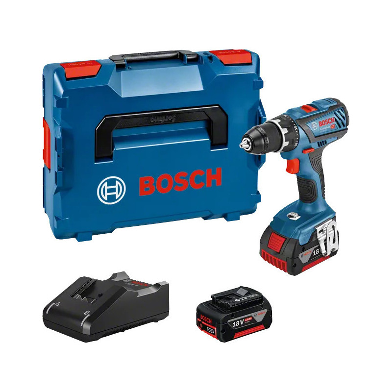 PERCEUSE-VISSEUSE 18V BOSCH GSR18V-28 - 2 BATTERIES 4AH - CHARGEUR - COFFRET L-BOXX