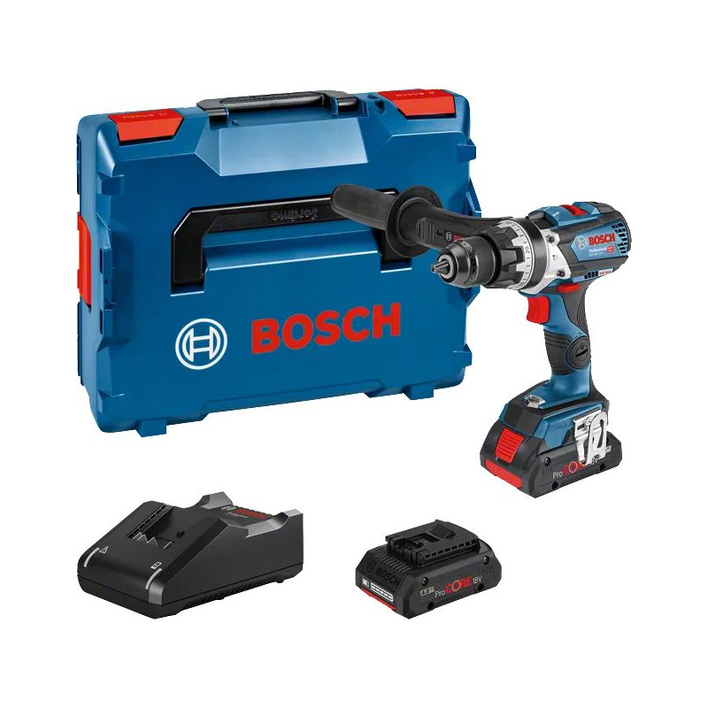 PERCEUSE-VISSEUSE À PERCUSSION 18V BOSCH GSB 18V-110 C - 2 BATTERIES PROCORE 4AH - CHARGEUR - COFFRET L-BOXX